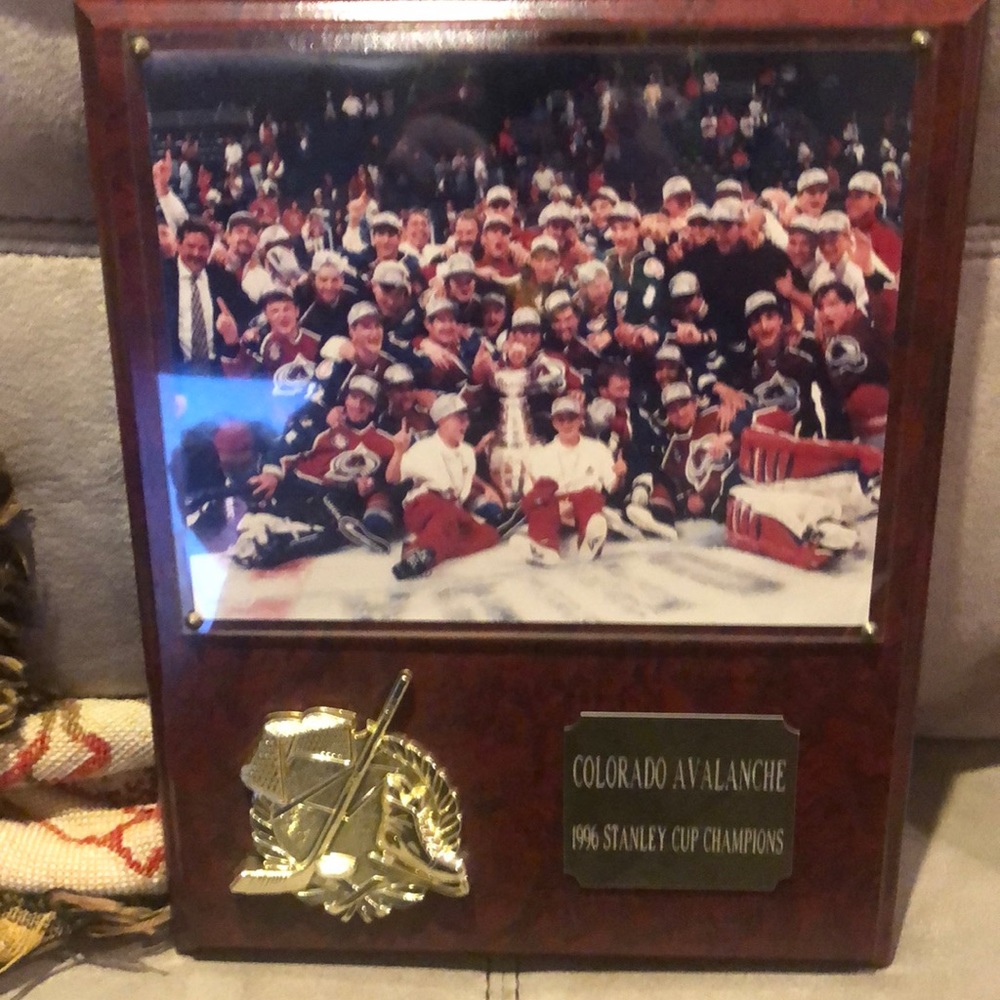 Colorado avalanche 1996 Stanley Cup champions plaque and Zamboni